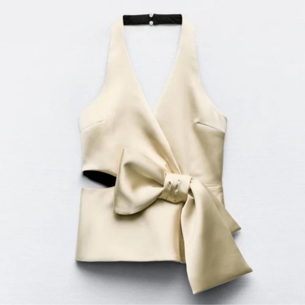 Zara Satin Wrap Top in Champagne - Picture 14 of 16